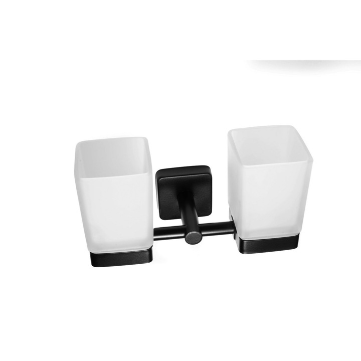 Kapitan Quattro állvány, ecset és paszta poharak, matt fekete, rozsdamentes acél