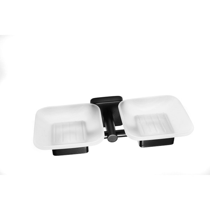 Kapitan Quattro állvány, két szappantartó, matt fekete, rozsdamentes acél