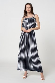 ESPRIT Bodywear, Rochie maxi cu dungi, pentru plaja Tampa, Alb/Bleumarin ESPRIT Bodywear, Rochie maxi cu dungi, pentru plaja Tampa, Alb/Bleumarin