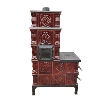 Soba mobila plita 1/2 cu 5 randuri teracota maro, alimentare pe lung cuptor stanga Soba mobila plita 1/2 cu 5 randuri teracota maro, alimentare pe lung cuptor stanga