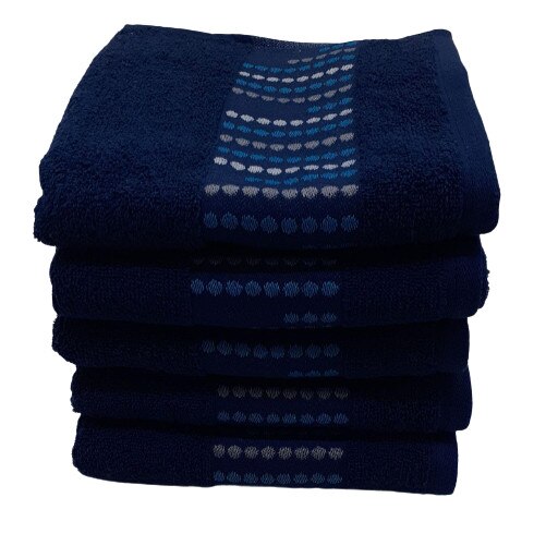 Set 5 Prosoape dots ,100 % bumbac , 50 x 90 cm , albastru