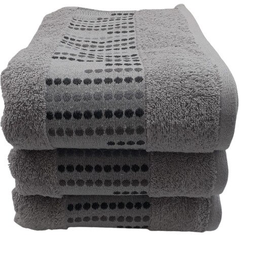 Set 3 Prosoape dots , 100 % bumbac , 70 x 140 cm , gri
