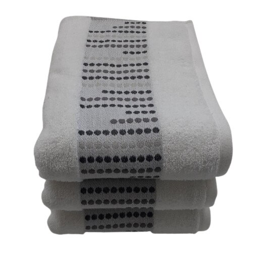 Set 3 Prosoape dots , 100 % bumbac , 70 x 140 cm , alb