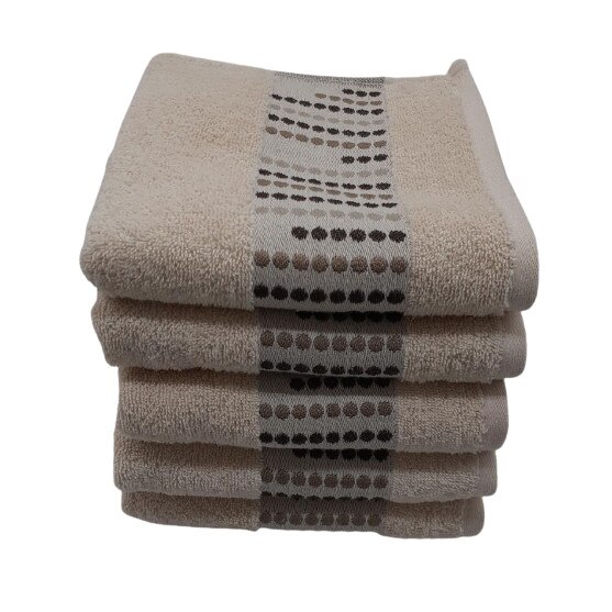 Set 5 Prosoape dots ,100 % bumbac , 50 x 90 cm , bej