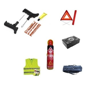 Kit siguranta auto MS, valabilitate 5 ani, stingator spray 1000 ml, trusa medicala, triunghi reflectorizant, vesta reflectorizanta, geanta depozitare, set reparatie anvelope Kit siguranta auto MS, valabilitate 5 ani, stingator spray 1000 ml, trusa medicala, triunghi reflectorizant, vesta reflectorizanta, geanta depozitare, set reparatie anvelope