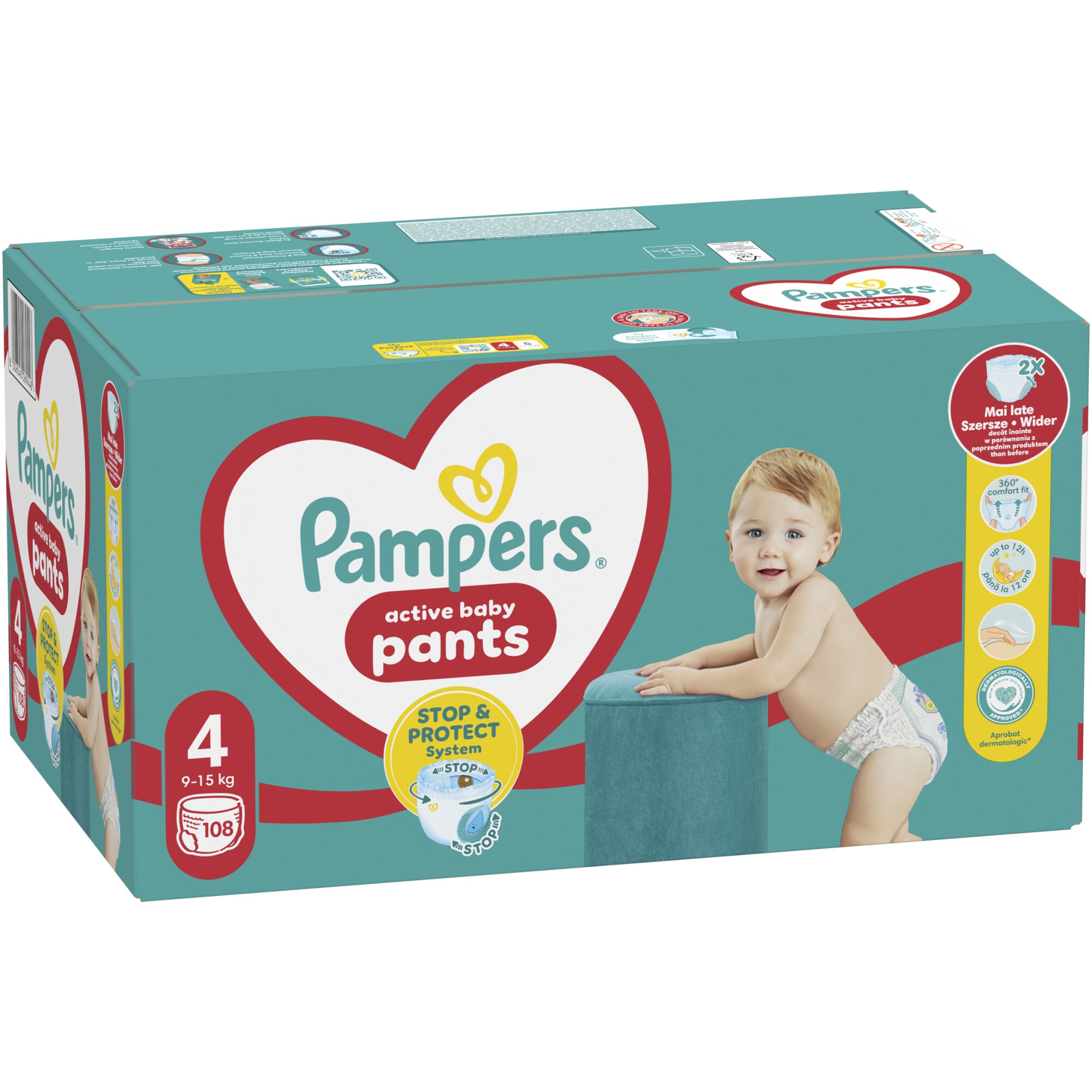 Scutece-chilotel Pampers Active Baby Marimea 4, 9kg-15kg, 108 buc