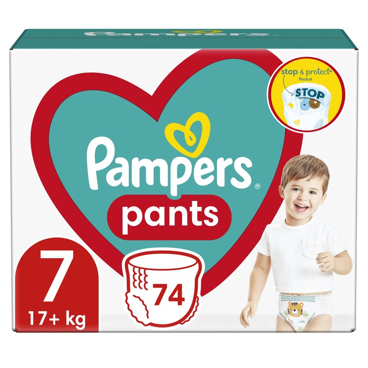 Пелени Pampers Pants, Junior 7, 17 kg+, Mega Box, 74 бр