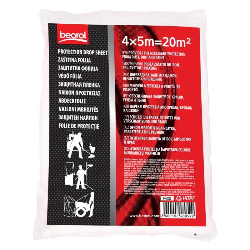 Folie protectie, 4 x 5m, 6 microni, F4x5, Beorol