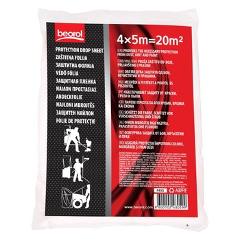 Folie protectie, 4 x 5m, 6 microni, F4x5, Beorol Folie protectie, 4 x 5m, 6 microni, F4x5, Beorol