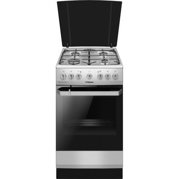Aragaz Hansa FCMX581009, 4 arzatoare, Mixt, Curatare abur, Grill, Clasa A, 50 cm, Inox Aragaz Hansa FCMX581009, 4 arzatoare, Mixt, Curatare abur, Grill, Clasa A, 50 cm, Inox