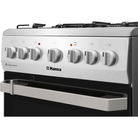 Aragaz Hansa FCMX581009, 4 arzatoare, Mixt, Curatare abur, Grill, Clasa A, 50 cm, Inox