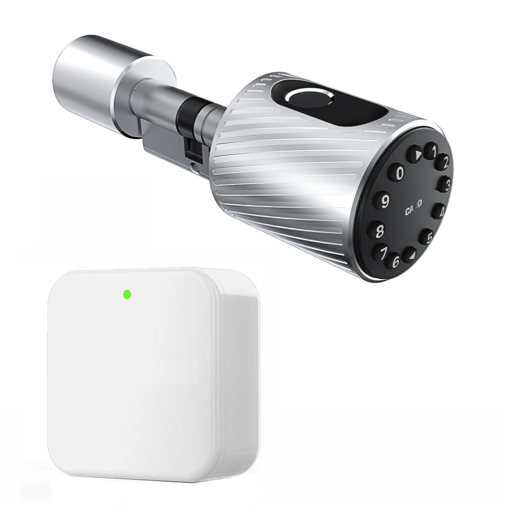Set Incuietoare Cilindrul Inteligent AMA C10 Smart 80mm si Adaptor Wifi G2, aplicatie iOS, Android, pentru controlul de la distanta al cilindrului