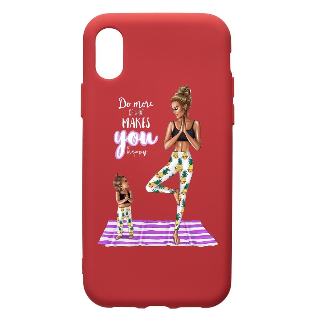 Husa de protectie Apple iPhone XR, Girl Mom, silicon, cu interiorul din material textil, protectie camera, Red, PR560