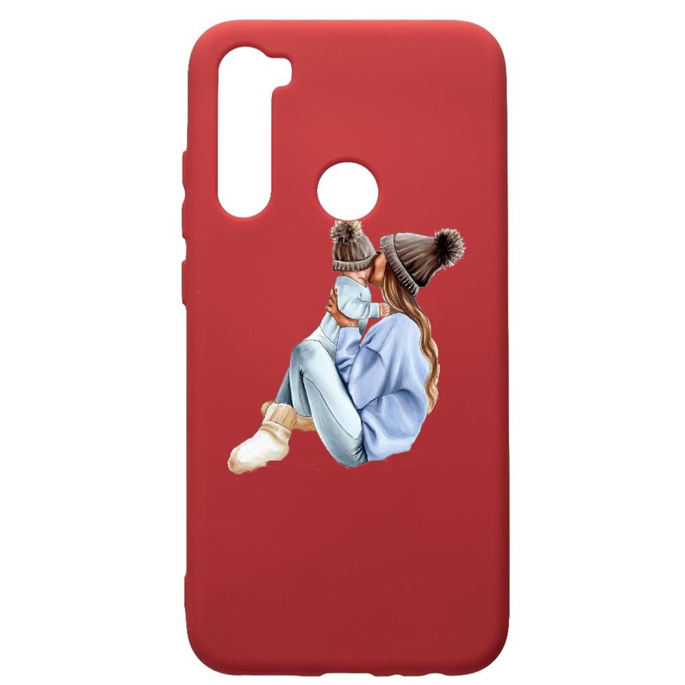 Husa de protectie Xiaomi Redmi Note 8, Girl Mom, silicon, cu interiorul din material textil, protectie camera, Red, PR562