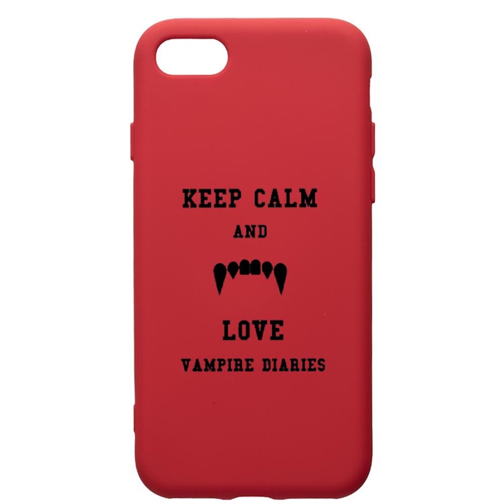 Husa de protectie Apple iPhone SE 2 / iPhone 8 / iPhone 7, Vampire Diaries - Keep Calm, silicon, cu interiorul din material textil, protectie camera, Red, PR581
