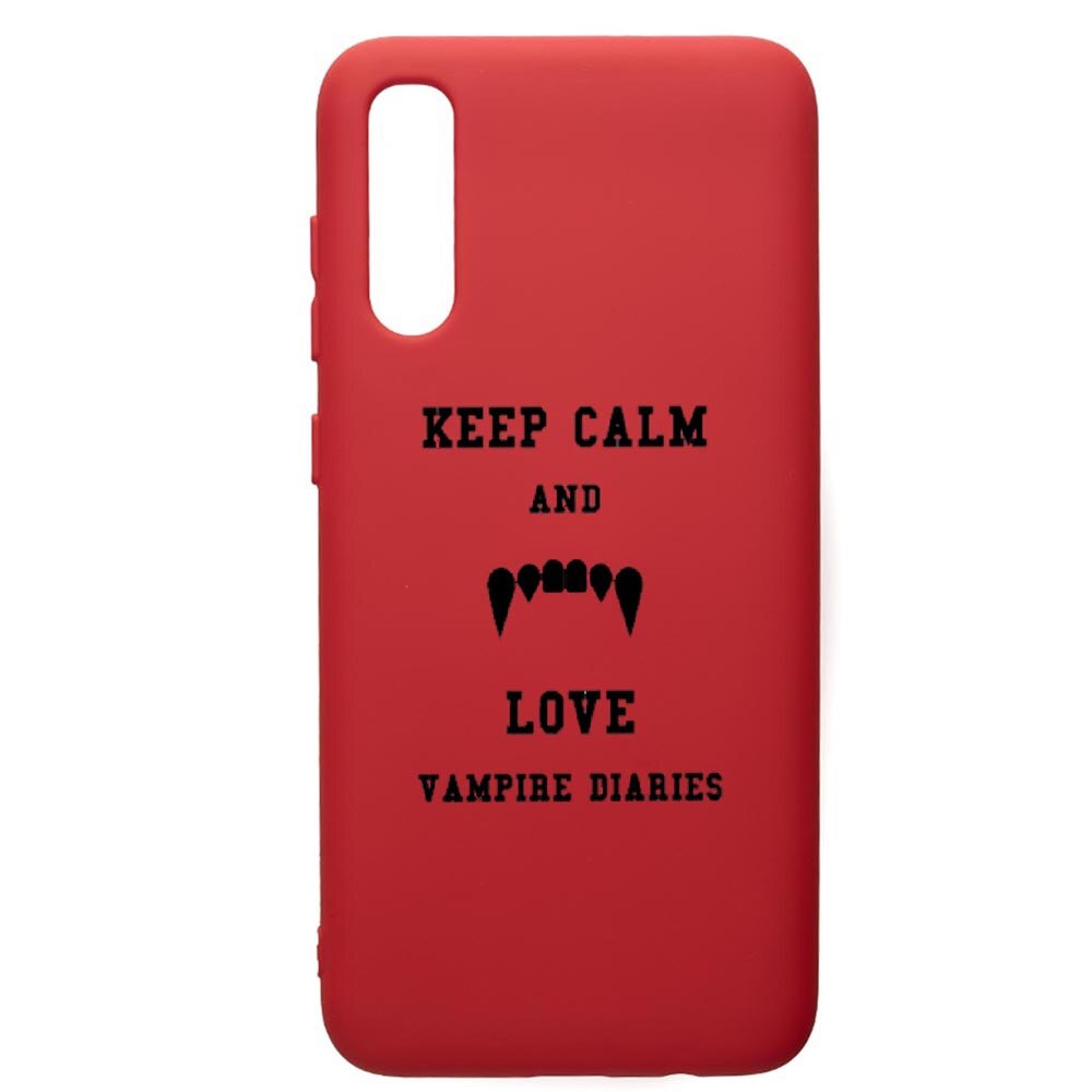 Husa de protectie Samsung Galaxy A70, Vampire Diaries - Keep Calm, silicon, cu interiorul din material textil, protectie camera, Red, PR581