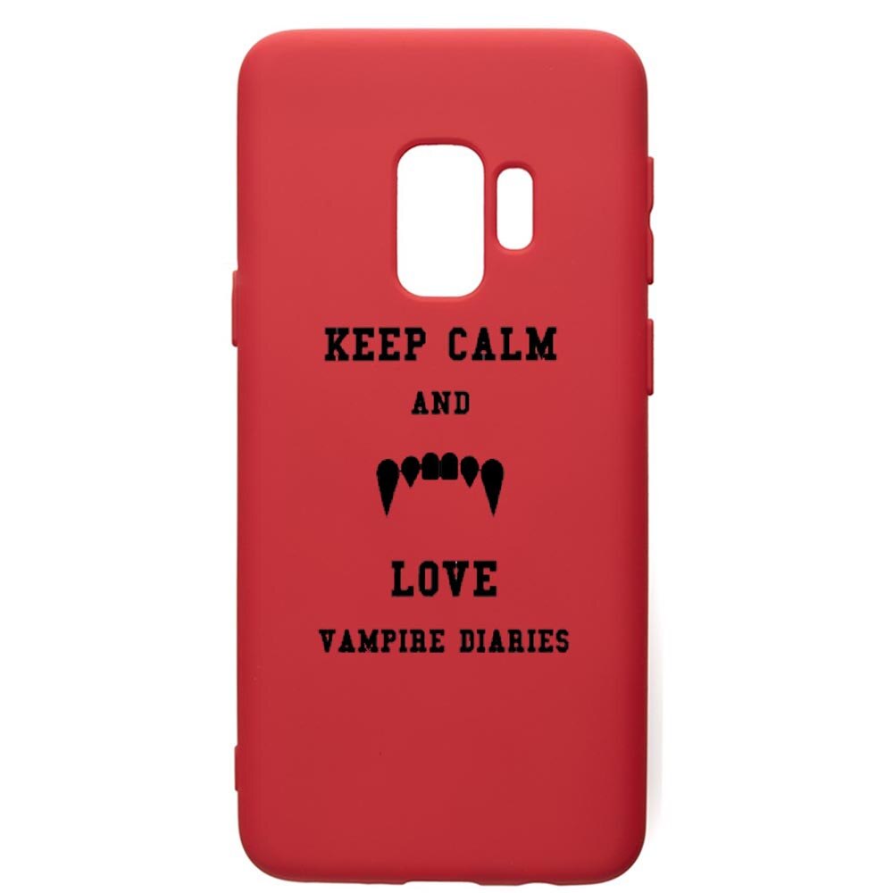 Husa de protectie Samsung Galaxy S9, Vampire Diaries - Keep Calm, silicon, cu interiorul din material textil, protectie camera, Red, PR581