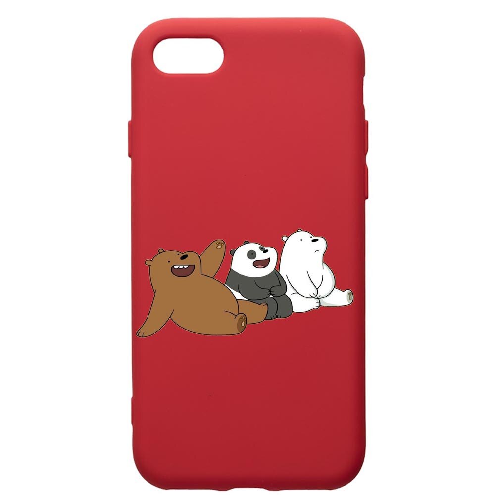 Husa de protectie Apple iPhone 8 Plus / iPhone 7 Plus, Keep Calm - Bear, silicon, cu interiorul din material textil, protectie camera, Red, PR587