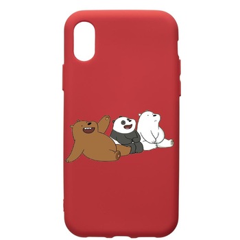 Husa de protectie Samsung Galaxy A01, Keep Calm - Bear, silicon, cu interiorul din material textil, protectie camera, Red, PR587 Husa de protectie Samsung Galaxy A01, Keep Calm - Bear, silicon, cu interiorul din material textil, protectie camera, Red, PR587