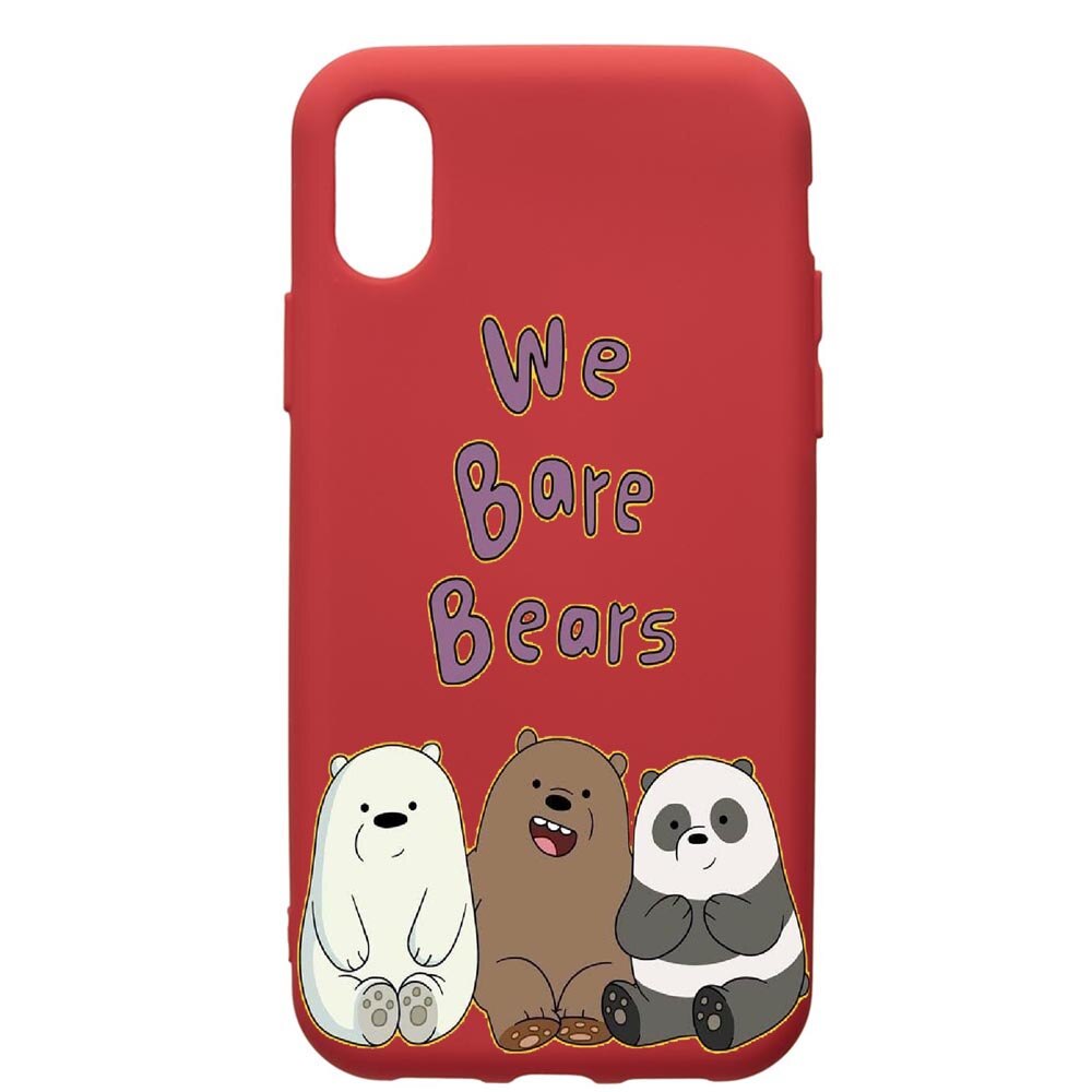 Husa de protectie Apple iPhone XS / iPhone X, We Bare Bears, silicon, cu interiorul din material textil, protectie camera, Red, PR588