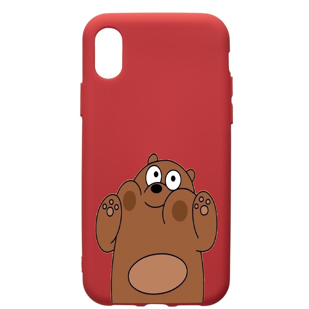 Husa de protectie Samsung Galaxy A01, Bears, silicon, cu interiorul din material textil, protectie camera, Red, PR589