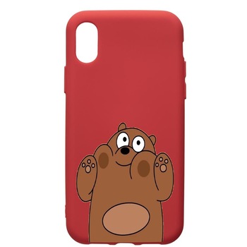 Husa de protectie Huawei Y6 2019, Bears, silicon, cu interiorul din material textil, protectie camera, Red, PR589 Husa de protectie Huawei Y6 2019, Bears, silicon, cu interiorul din material textil, protectie camera, Red, PR589