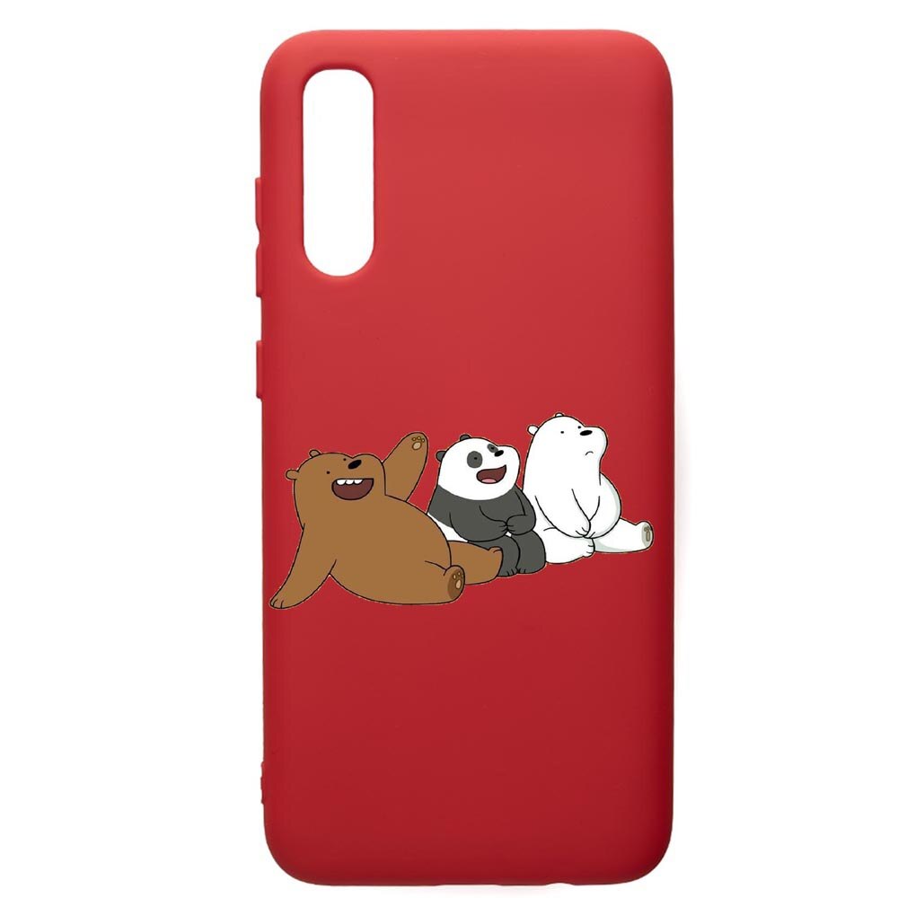 Husa de protectie Samsung Galaxy A70, Keep Calm - Bear, silicon, cu interiorul din material textil, protectie camera, Red, PR587