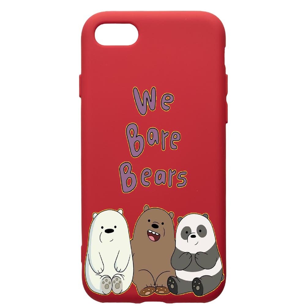 Husa de protectie Apple iPhone SE 2 / iPhone 8 / iPhone 7, We Bare Bears, silicon, cu interiorul din material textil, protectie camera, Red, PR588