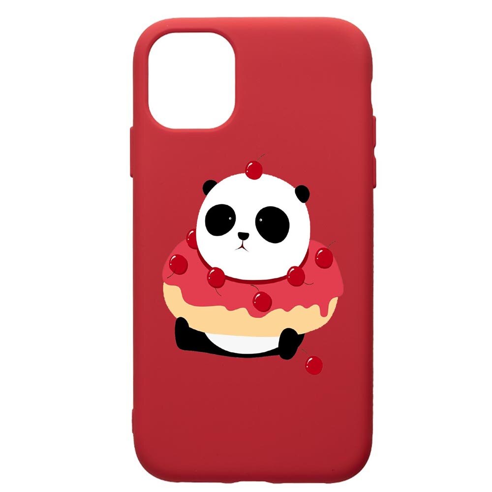 Husa de protectie Samsung Galaxy A41, Sweet Panda, silicon, cu interiorul din material textil, protectie camera, Red, PR585
