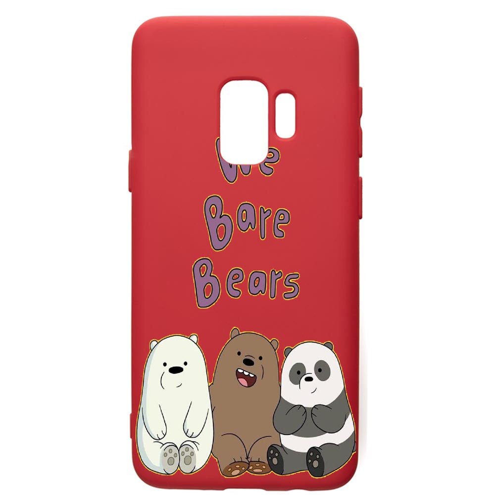 Husa de protectie Samsung Galaxy S9, We Bare Bears, silicon, cu interiorul din material textil, protectie camera, Red, PR588