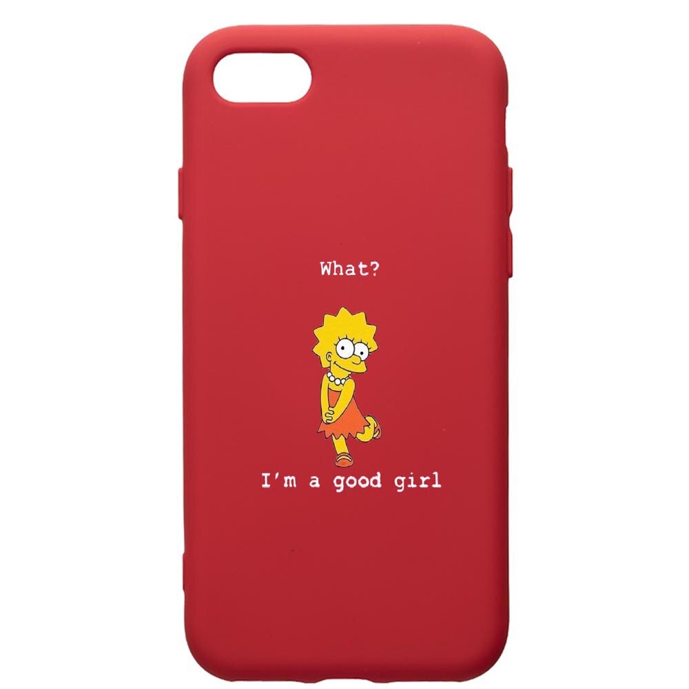 Husa de protectie Apple iPhone 8 Plus / iPhone 7 Plus, Lisa - I'm a good girl, silicon, cu interiorul din material textil, protectie camera, Red, PR591