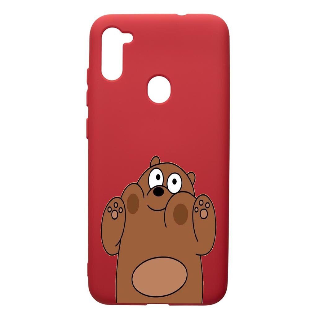 Husa de protectie Samsung Galaxy A11, Bears, silicon, cu interiorul din material textil, protectie camera, Red, PR589