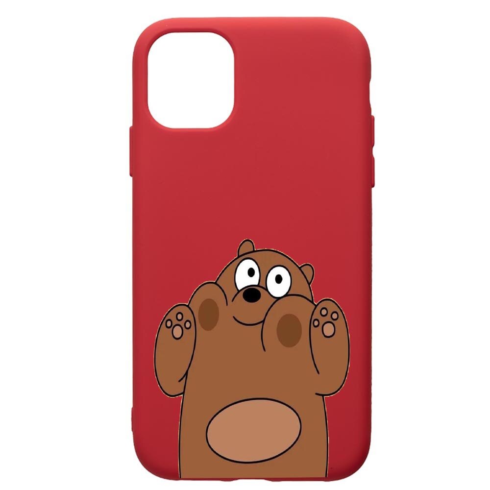 Husa de protectie Apple iPhone 11, Bears, silicon, cu interiorul din material textil, protectie camera, Red, PR589