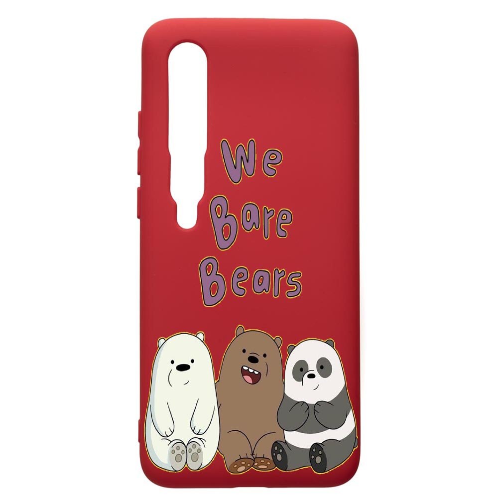 Husa de protectie Xiaomi Mi 10 / Mi 10 Pro, We Bare Bears, silicon, cu interiorul din material textil, protectie camera, Red, PR588