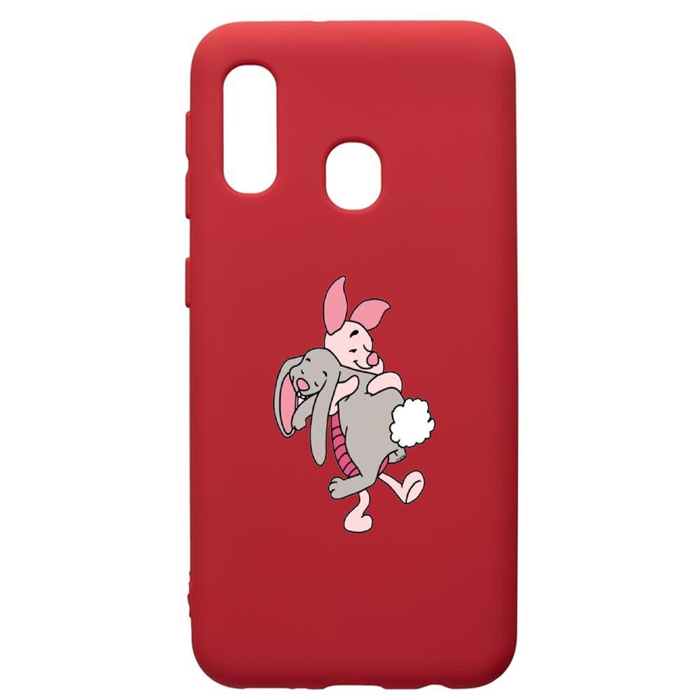 Husa de protectie Samsung Galaxy A40, Winnie The Pooh, silicon, cu interiorul din material textil, protectie camera, Red, PR592