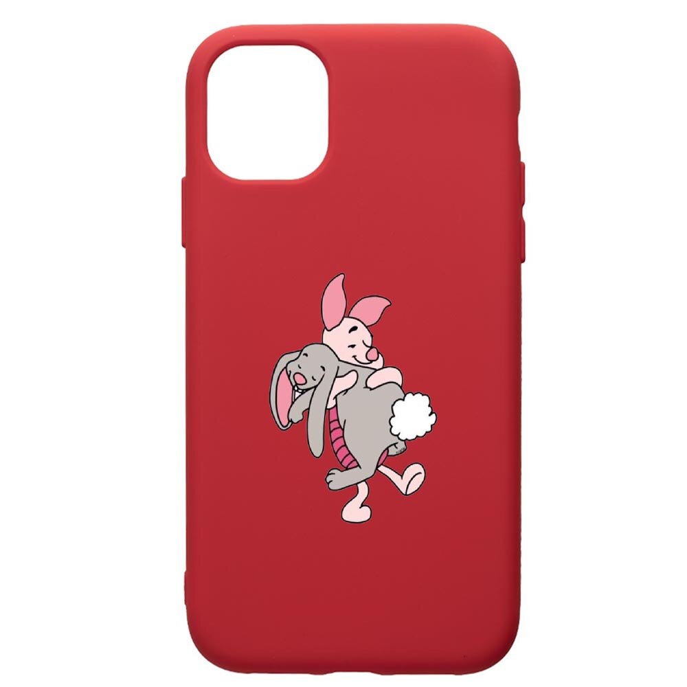 Husa de protectie Apple iPhone 12 Mini, Winnie The Pooh, silicon, cu interiorul din material textil, protectie camera, Red, PR592