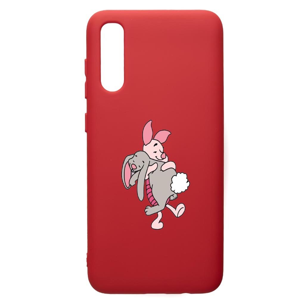 Husa de protectie Samsung Galaxy A70, Winnie The Pooh, silicon, cu interiorul din material textil, protectie camera, Red, PR592