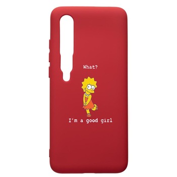 Husa de protectie Xiaomi Mi 10 / Mi 10 Pro, Lisa - I'm a good girl, silicon, cu interiorul din material textil, protectie camera, Red, PR591 Husa de protectie Xiaomi Mi 10 / Mi 10 Pro, Lisa - I'm a good girl, silicon, cu interiorul din material textil, protectie camera, Red, PR591