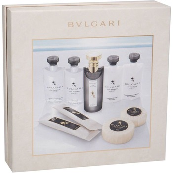 Set Bvlgari Eau Parfumee Au The Noir, Unisex: Apa de Colonie 75 ml + Gel de Dus 75 ml + Lotiune de Corp 75 ml + Sampon 75 ml + Balsam de Par 75 ml + Sampon si Gel de Dus 75 ml + Sapun 50 gr + 2 X 12 gr Refreshing Towels Set Bvlgari Eau Parfumee Au The Noir, Unisex: Apa de Colonie 75 ml + Gel de Dus 75 ml + Lotiune de Corp 75 ml + Sampon 75 ml + Balsam de Par 75 ml + Sampon si Gel de Dus 75 ml + Sapun 50 gr + 2 X 12 gr Refreshing Towels