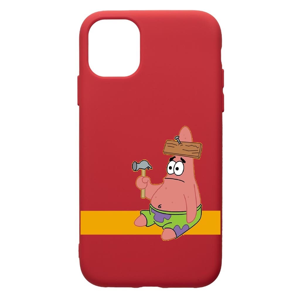 Husa de protectie Apple iPhone 12 Mini, Spongebob Patrick Star, silicon, cu interiorul din material textil, protectie camera, Red, PR595