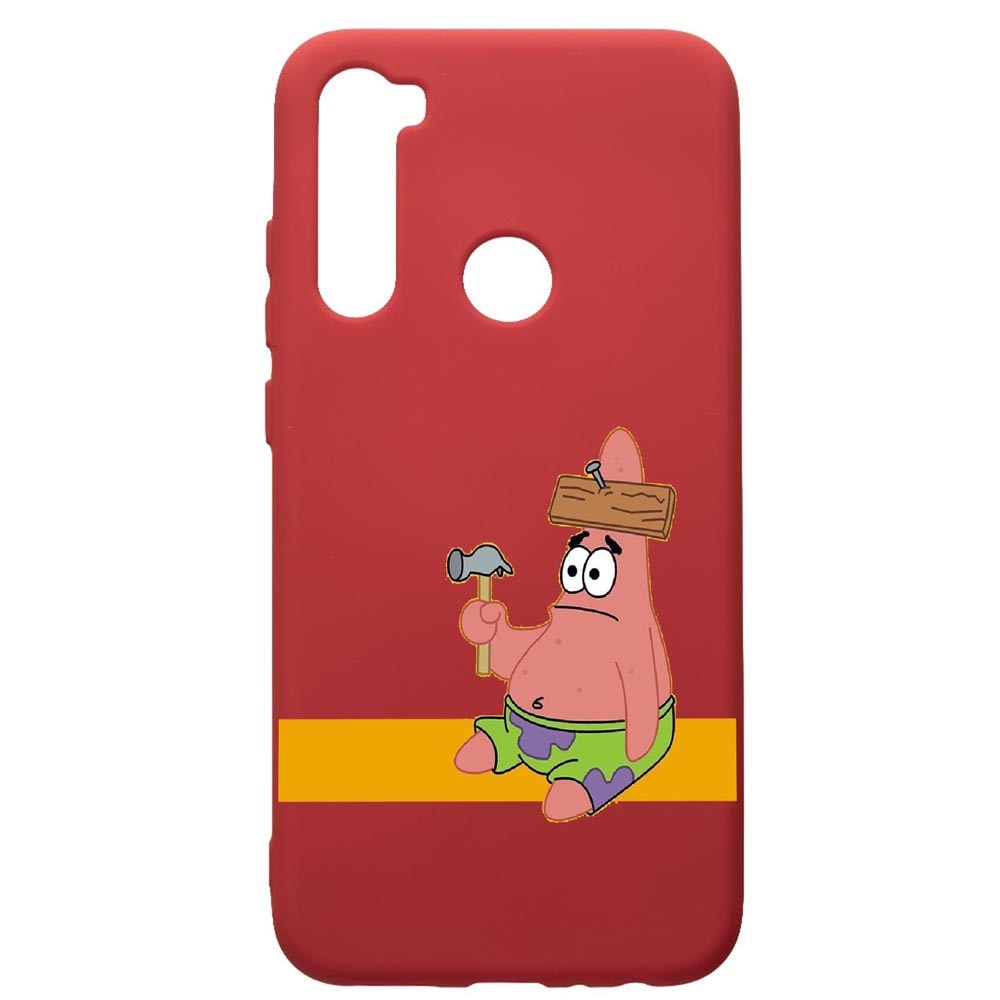 Husa de protectie Xiaomi Redmi Note 8, Spongebob Patrick Star, silicon, cu interiorul din material textil, protectie camera, Red, PR595