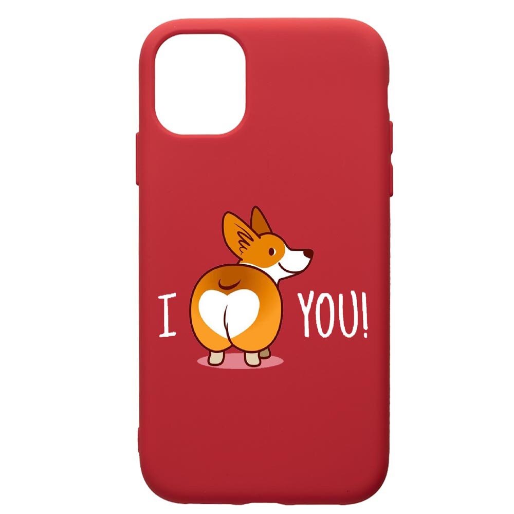 Husa de protectie Apple iPhone 11 Pro, Sweet Doggy Emoji, silicon, cu interiorul din material textil, protectie camera, Red, PR593