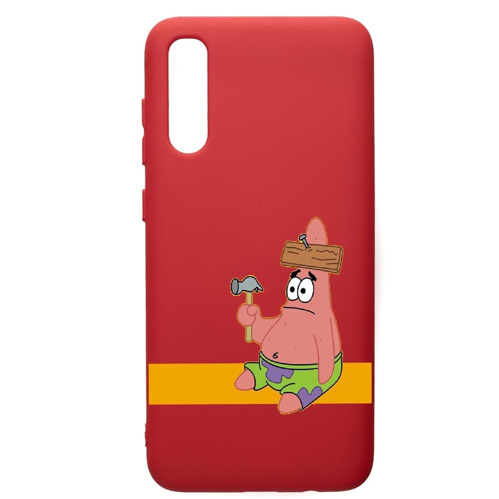 Husa de protectie Samsung Galaxy A70, Spongebob Patrick Star, silicon, cu interiorul din material textil, protectie camera, Red, PR595