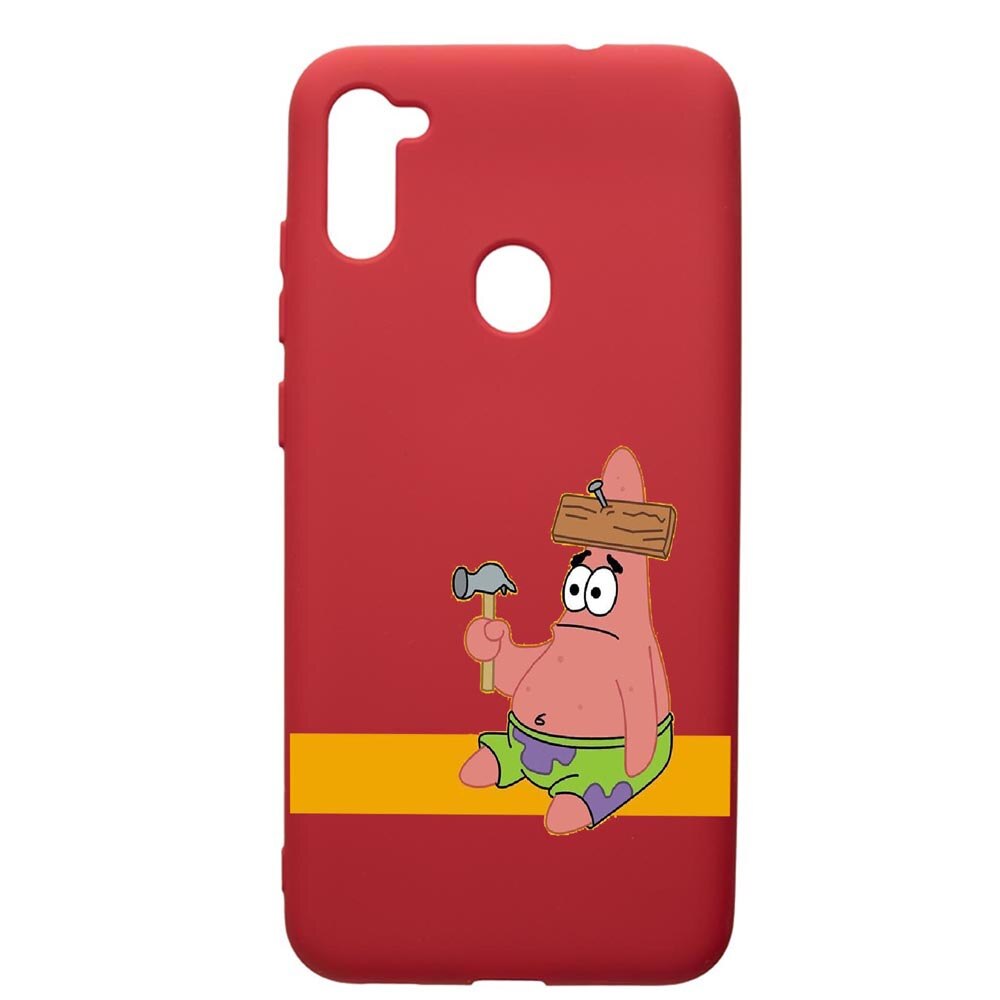 Husa de protectie Samsung Galaxy A11, Spongebob Patrick Star, silicon, cu interiorul din material textil, protectie camera, Red, PR595