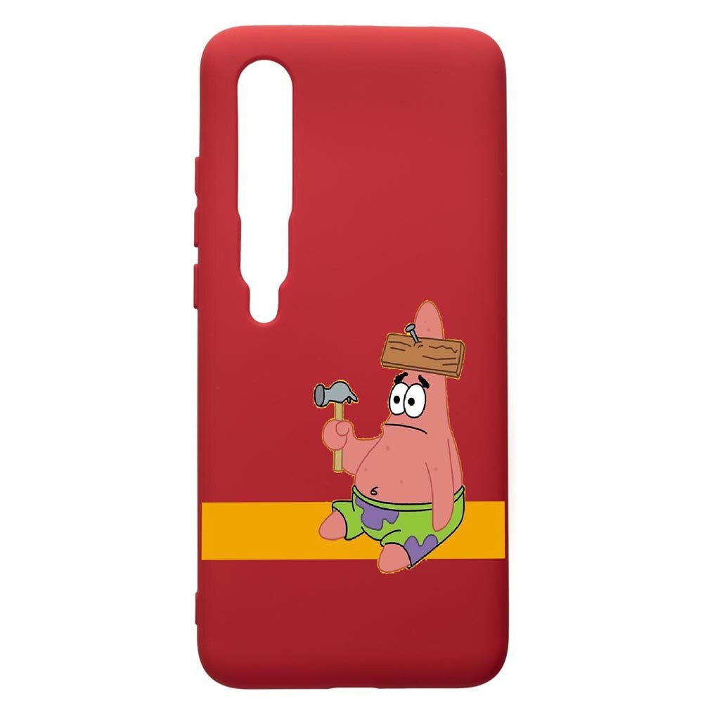 Husa de protectie Xiaomi Mi 10 / Mi 10 Pro, Spongebob Patrick Star, silicon, cu interiorul din material textil, protectie camera, Red, PR595