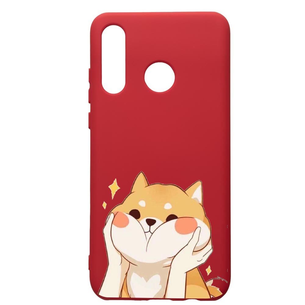 Husa de protectie Huawei P30 Lite, Sweet Cat, silicon, cu interiorul din material textil, protectie camera, Red, PR596
