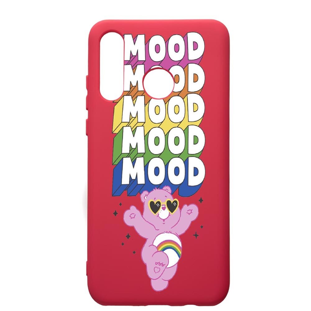 Husa de protectie Huawei P30 Lite, Mood - Pink Bear, silicon, cu interiorul din material textil, protectie camera, Maroon, PM599