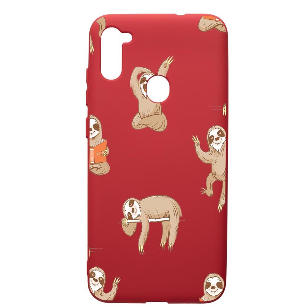 Husa de protectie Samsung Galaxy A11, Keep Calm - Be lazy, silicon, cu interiorul din material textil, protectie camera, Red, PR598