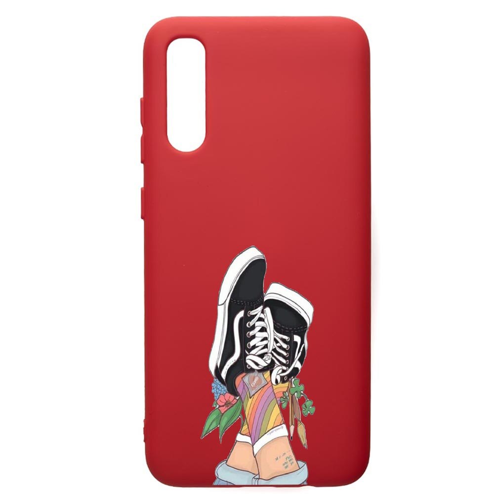 Husa de protectie Samsung Galaxy A70, Vans - Gym Shoes, silicon, cu interiorul din material textil, protectie camera, Red, PR600