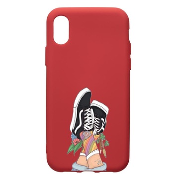 Husa de protectie Samsung Galaxy A10, Vans - Gym Shoes, silicon, cu interiorul din material textil, protectie camera, Red, PR600 Husa de protectie Samsung Galaxy A10, Vans - Gym Shoes, silicon, cu interiorul din material textil, protectie camera, Red, PR600